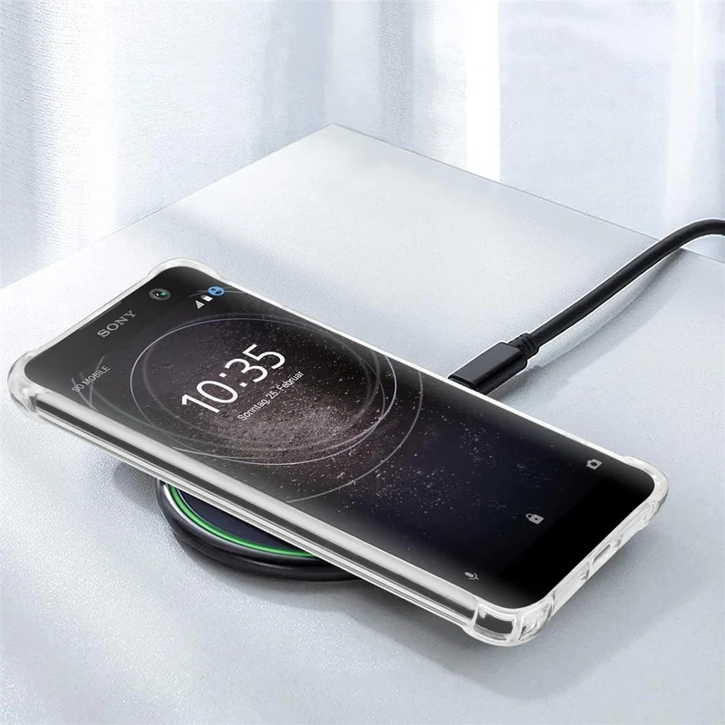 Cadorabo Hülle und 2x Tempered Schutzglas kompatibel mit Sony Xperia XA2 Hybrid Schutzhülle mit TPU Silikon-Rand und Acryl-Glas-Rücken