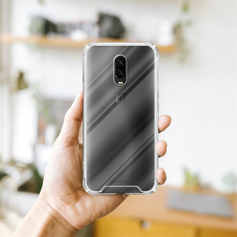 Cadorabo Hülle und 2x Tempered Schutzglas kompatibel mit OnePlus 6T Hybrid Schutzhülle mit TPU Silikon-Rand und Acryl-Glas-Rücken