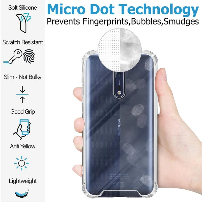 Cadorabo Hülle und 2x Tempered Schutzglas kompatibel mit Nokia 8 2017 Hybrid Schutzhülle mit TPU Silikon-Rand und Acryl-Glas-Rücken