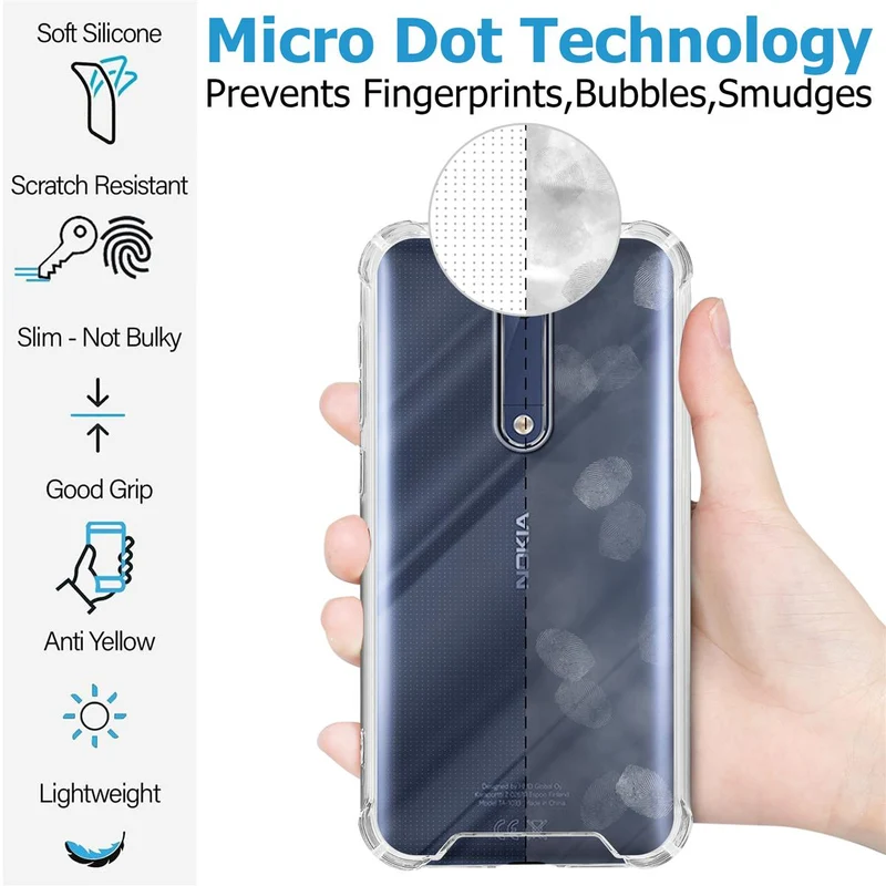 Cadorabo Hülle und 2x Tempered Schutzglas kompatibel mit Nokia 5 2017 Hybrid Schutzhülle mit TPU Silikon-Rand und Acryl-Glas-Rücken