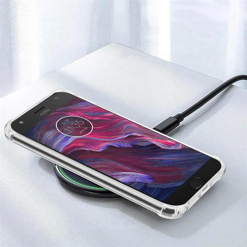 Cadorabo Hülle und 2x Tempered Schutzglas kompatibel mit Motorola MOTO X4 Hybrid Schutzhülle mit TPU Silikon-Rand und Acryl-Glas-Rücken