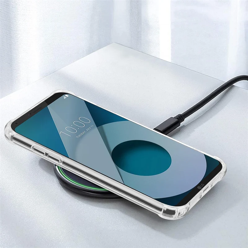 Cadorabo Hülle und 2x Tempered Schutzglas kompatibel mit LG Q6 / G6 MINI Hybrid Schutzhülle mit TPU Silikon-Rand und Acryl-Glas-Rücken