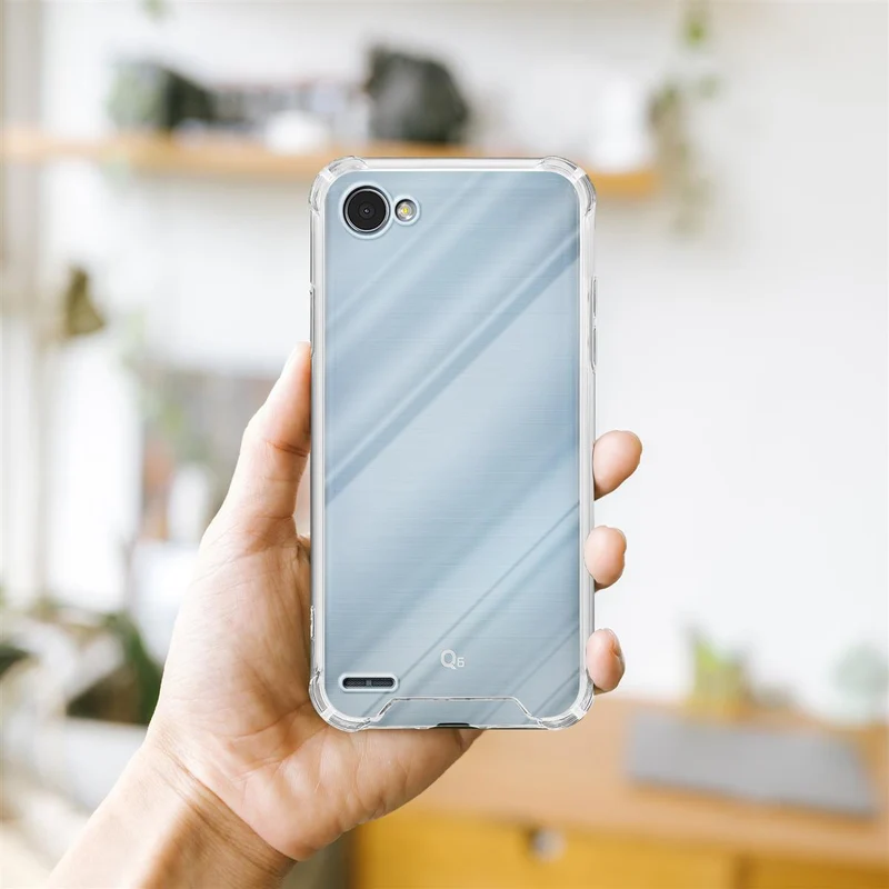 Cadorabo Hülle und 2x Tempered Schutzglas kompatibel mit LG Q6 / G6 MINI Hybrid Schutzhülle mit TPU Silikon-Rand und Acryl-Glas-Rücken