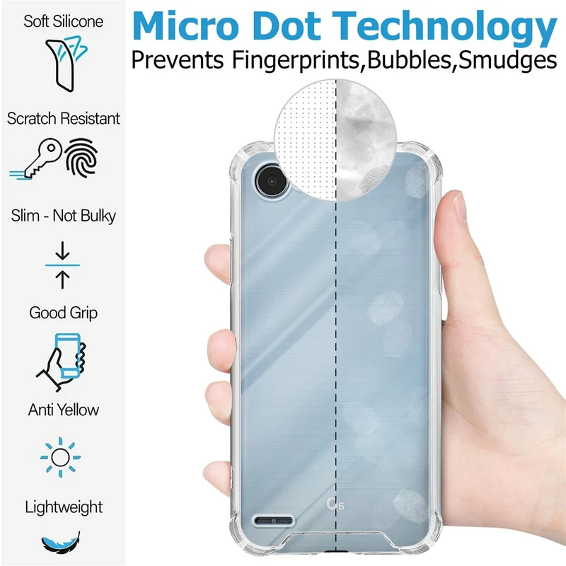 Cadorabo Hülle und 2x Tempered Schutzglas kompatibel mit LG Q6 / G6 MINI Hybrid Schutzhülle mit TPU Silikon-Rand und Acryl-Glas-Rücken
