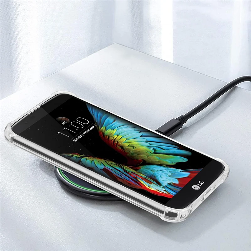 Cadorabo Hülle und 2x Tempered Schutzglas kompatibel mit LG K10 2016 Hybrid Schutzhülle mit TPU Silikon-Rand und Acryl-Glas-Rücken
