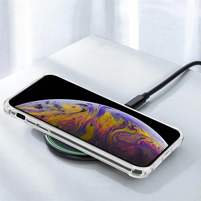 Cadorabo Hülle und 2x Tempered Schutzglas kompatibel mit Apple iPhone XS MAX Hybrid Schutzhülle mit TPU Silikon-Rand und Acryl-Glas-Rücken
