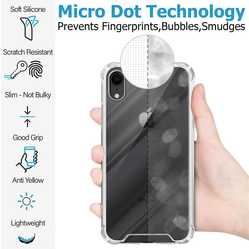 Cadorabo Hülle und 2x Tempered Schutzglas kompatibel mit Apple iPhone XR Hybrid Schutzhülle mit TPU Silikon-Rand und Acryl-Glas-Rücken
