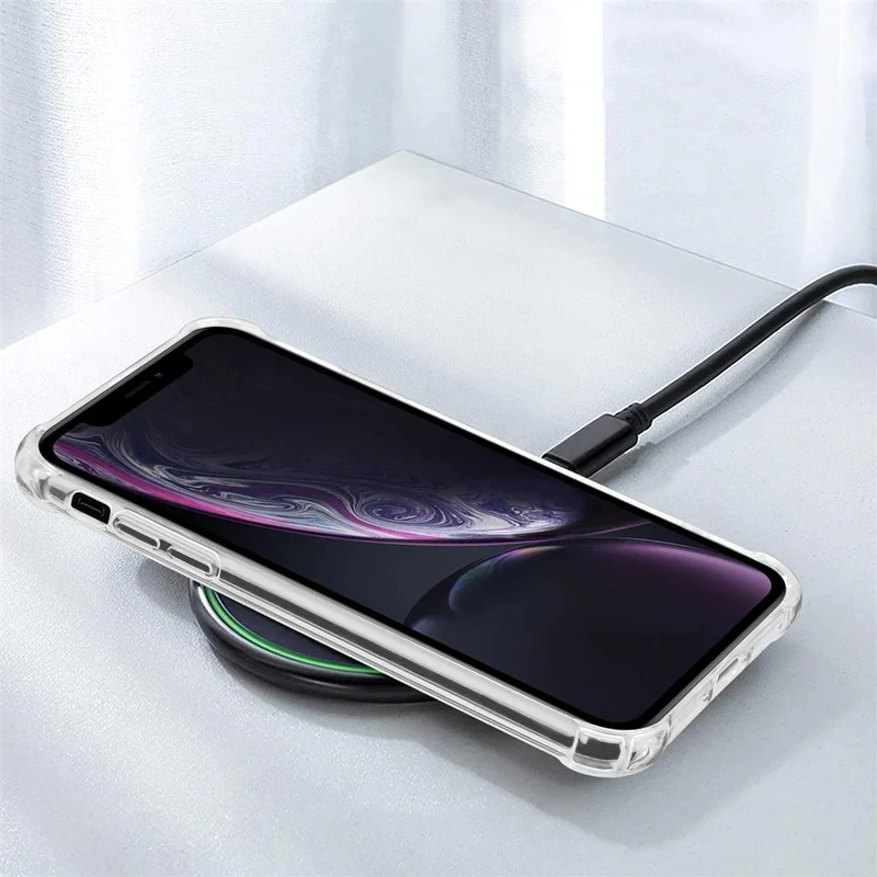 Cadorabo Hülle und 2x Tempered Schutzglas kompatibel mit Apple iPhone XR Hybrid Schutzhülle mit TPU Silikon-Rand und Acryl-Glas-Rücken