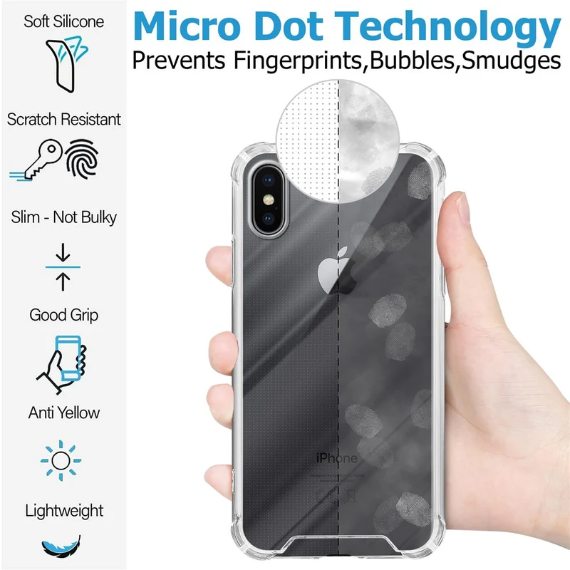Cadorabo Hülle und 2x Tempered Schutzglas kompatibel mit Apple iPhone X / XS Hybrid Schutzhülle mit TPU Silikon-Rand und Acryl-Glas-Rücken