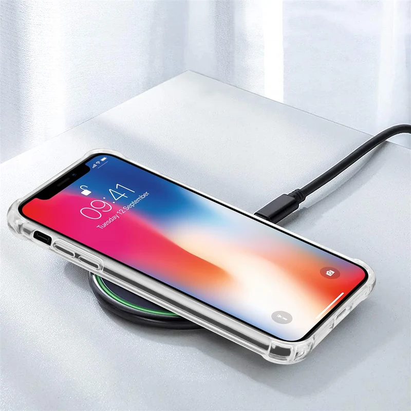 Cadorabo Hülle und 2x Tempered Schutzglas kompatibel mit Apple iPhone X / XS Hybrid Schutzhülle mit TPU Silikon-Rand und Acryl-Glas-Rücken