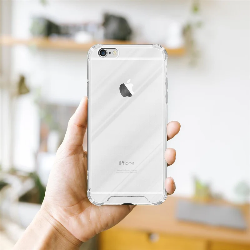 Cadorabo Hülle und 2x Tempered Schutzglas kompatibel mit Apple iPhone 6 / 6S Hybrid Schutzhülle mit TPU Silikon-Rand und Acryl-Glas-Rücken