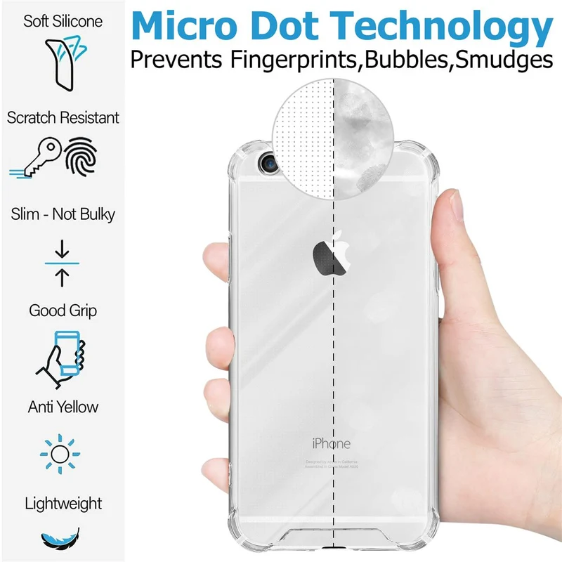 Cadorabo Hülle und 2x Tempered Schutzglas kompatibel mit Apple iPhone 6 / 6S Hybrid Schutzhülle mit TPU Silikon-Rand und Acryl-Glas-Rücken