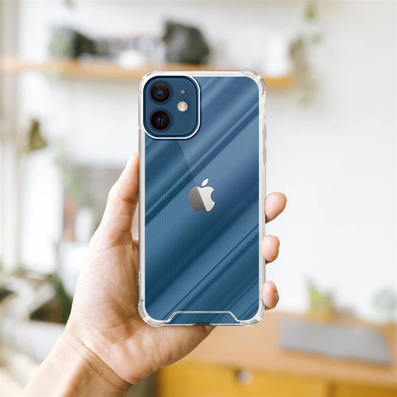 Cadorabo Hülle und 2x Tempered Schutzglas kompatibel mit Apple iPhone 12 MINI Hybrid Schutzhülle mit TPU Silikon-Rand und Acryl-Glas-Rücken