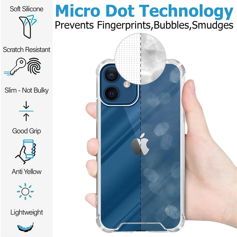 Cadorabo Hülle und 2x Tempered Schutzglas kompatibel mit Apple iPhone 12 MINI Hybrid Schutzhülle mit TPU Silikon-Rand und Acryl-Glas-Rücken