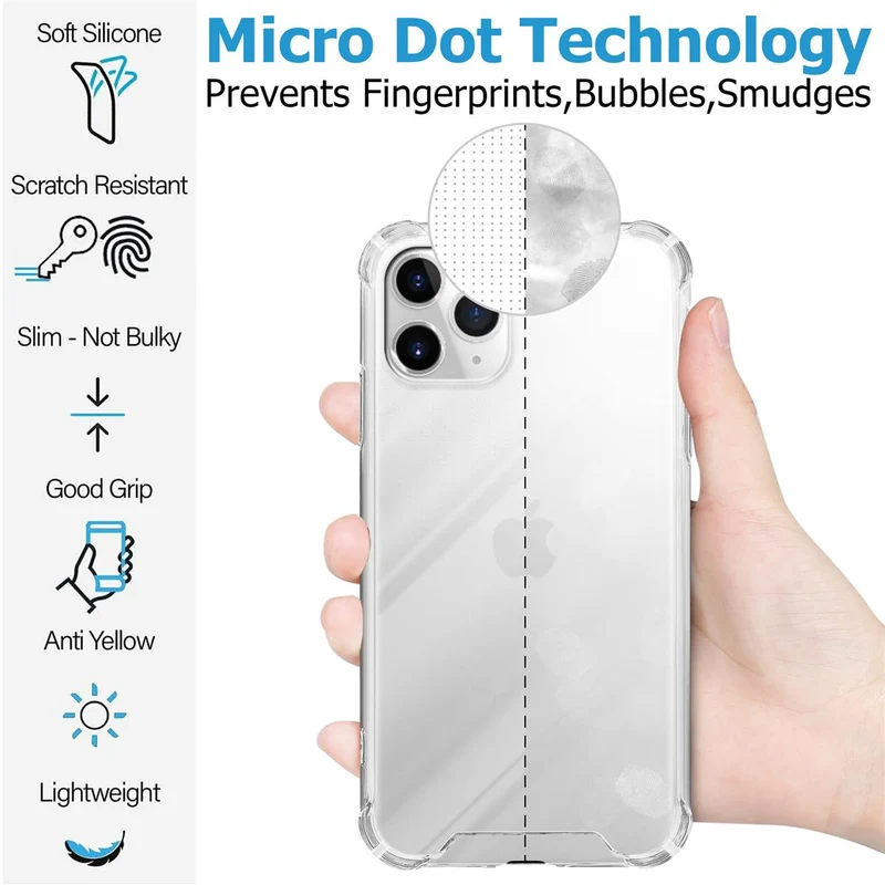 Cadorabo Hülle und 2x Tempered Schutzglas kompatibel mit Apple iPhone 11 PRO Hybrid Schutzhülle mit TPU Silikon-Rand und Acryl-Glas-Rücken
