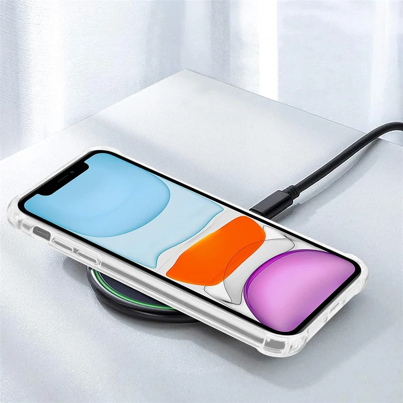 Cadorabo Hülle und 2x Tempered Schutzglas kompatibel mit Apple iPhone 11 Hybrid Schutzhülle mit TPU Silikon-Rand und Acryl-Glas-Rücken