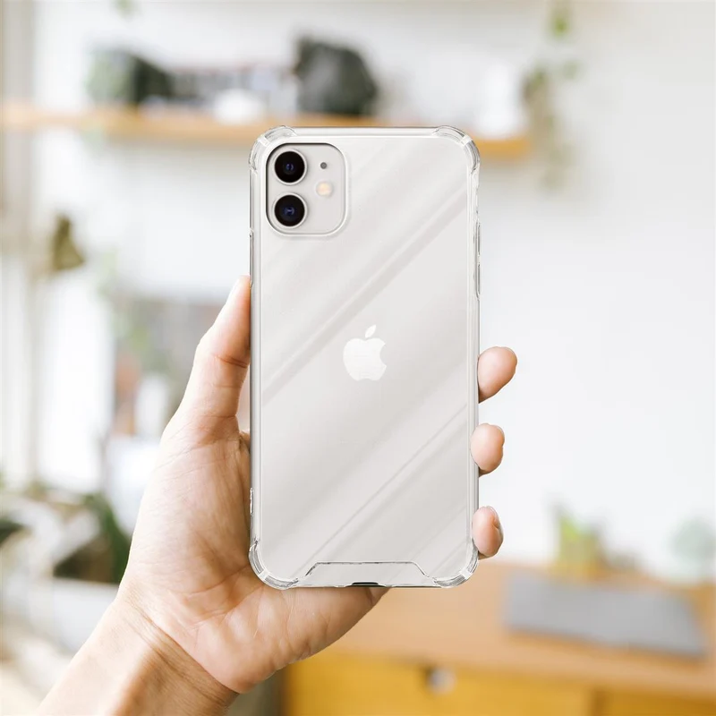 Cadorabo Hülle und 2x Tempered Schutzglas kompatibel mit Apple iPhone 11 Hybrid Schutzhülle mit TPU Silikon-Rand und Acryl-Glas-Rücken