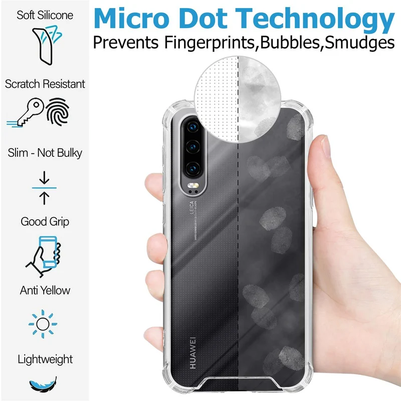 Cadorabo Hülle und 2x Tempered Schutzglas kompatibel mit Huawei P30 Hybrid Schutzhülle mit TPU Silikon-Rand und Acryl-Glas-Rücken