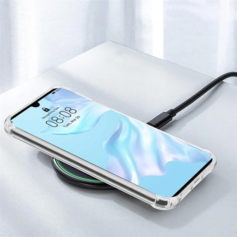 Cadorabo Hülle und 2x Tempered Schutzglas kompatibel mit Huawei P30 Hybrid Schutzhülle mit TPU Silikon-Rand und Acryl-Glas-Rücken