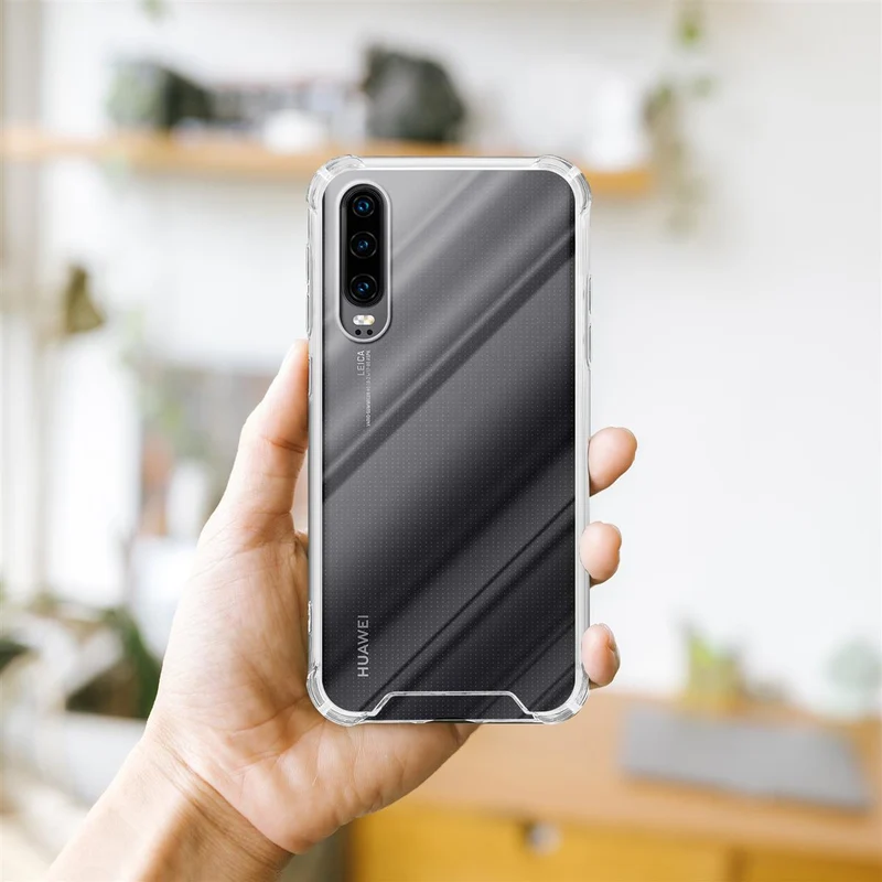 Cadorabo Hülle und 2x Tempered Schutzglas kompatibel mit Huawei P30 Hybrid Schutzhülle mit TPU Silikon-Rand und Acryl-Glas-Rücken