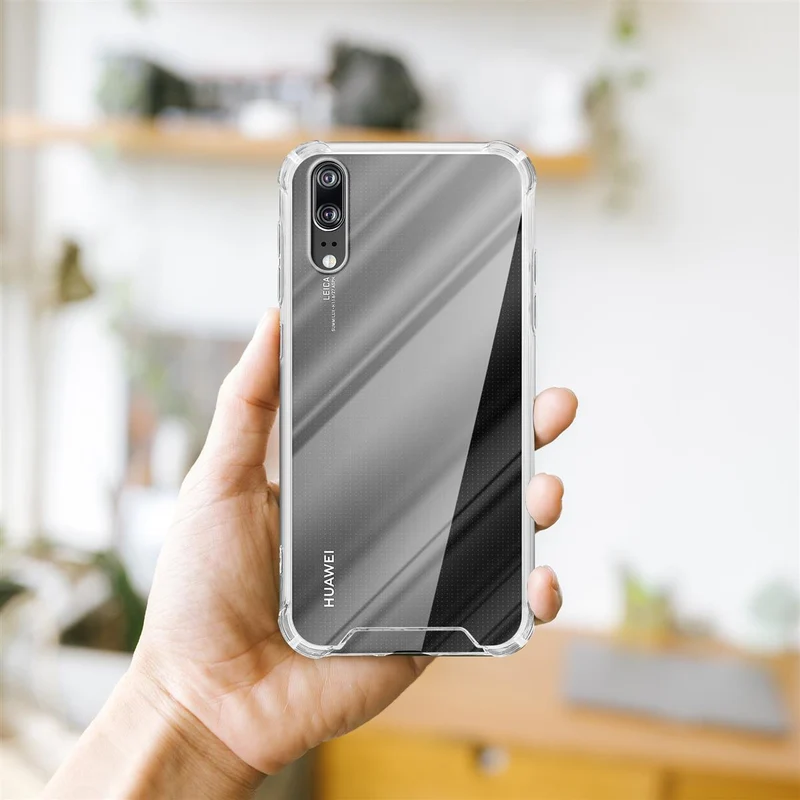 Cadorabo Hülle und 2x Tempered Schutzglas kompatibel mit Huawei P20 Hybrid Schutzhülle mit TPU Silikon-Rand und Acryl-Glas-Rücken