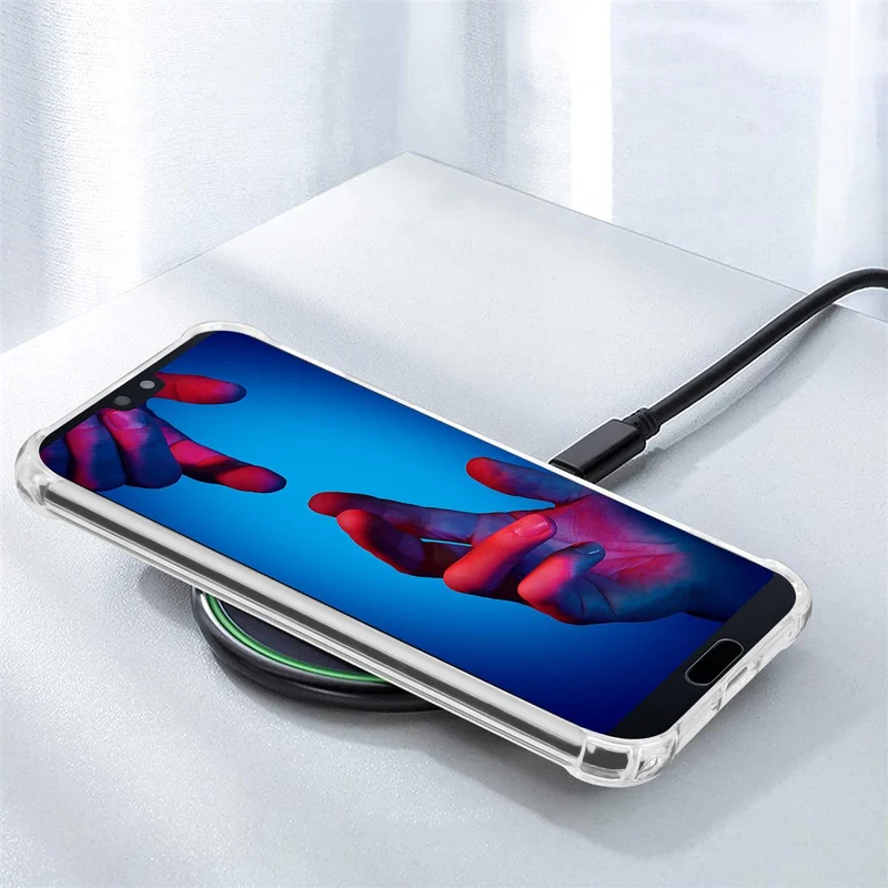 Cadorabo Hülle und 2x Tempered Schutzglas kompatibel mit Huawei P20 Hybrid Schutzhülle mit TPU Silikon-Rand und Acryl-Glas-Rücken