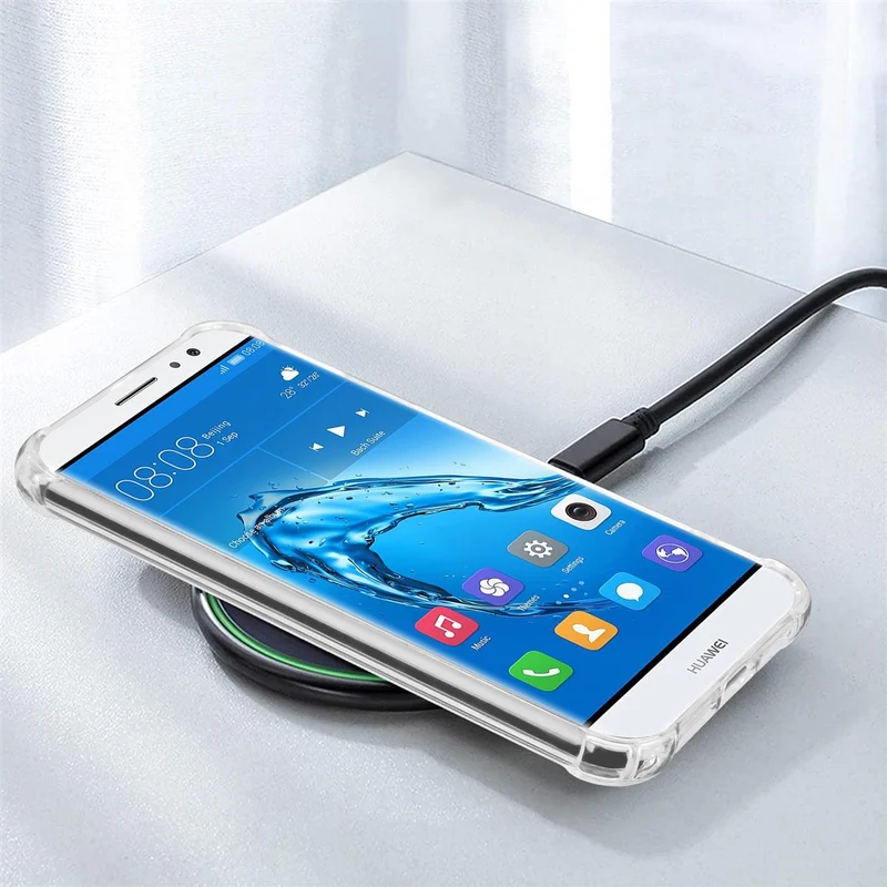 Cadorabo Hülle und 2x Tempered Schutzglas kompatibel mit Huawei NOVA PLUS Hybrid Schutzhülle mit TPU Silikon-Rand und Acryl-Glas-Rücken