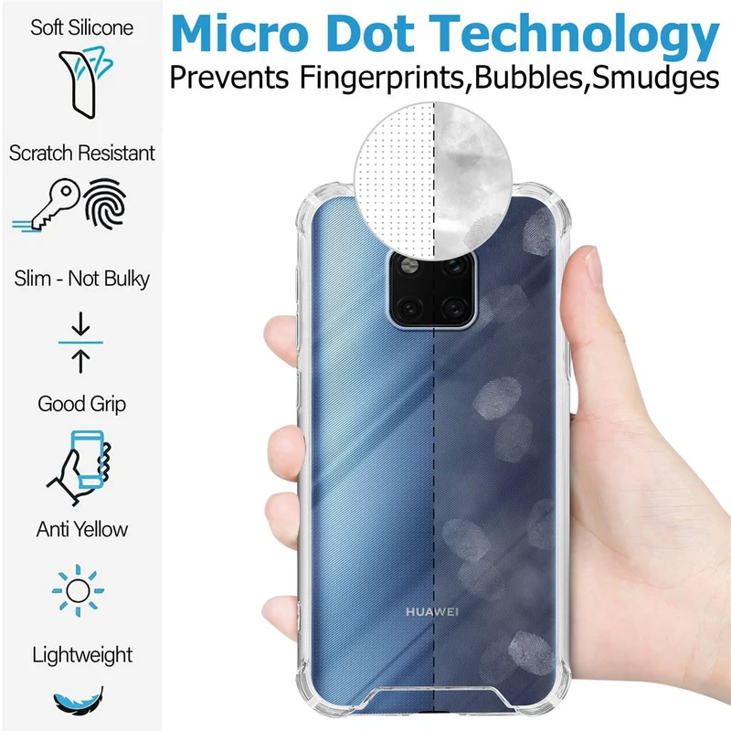 Cadorabo Hülle und 2x Tempered Schutzglas kompatibel mit Huawei MATE 20 PRO Hybrid Schutzhülle mit TPU Silikon-Rand und Acryl-Glas-Rücken