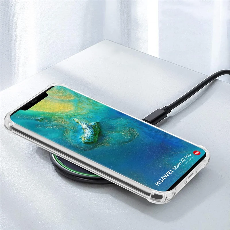 Cadorabo Hülle und 2x Tempered Schutzglas kompatibel mit Huawei MATE 20 PRO Hybrid Schutzhülle mit TPU Silikon-Rand und Acryl-Glas-Rücken