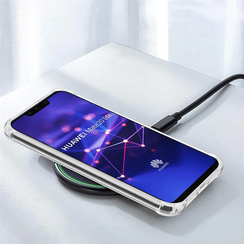 Cadorabo Hülle und 2x Tempered Schutzglas kompatibel mit Huawei MATE 20 LITE Hybrid Schutzhülle mit TPU Silikon-Rand und Acryl-Glas-Rücken