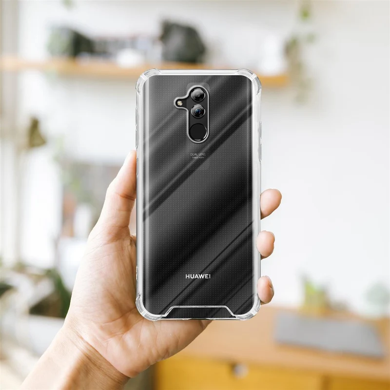 Cadorabo Hülle und 2x Tempered Schutzglas kompatibel mit Huawei MATE 20 LITE Hybrid Schutzhülle mit TPU Silikon-Rand und Acryl-Glas-Rücken