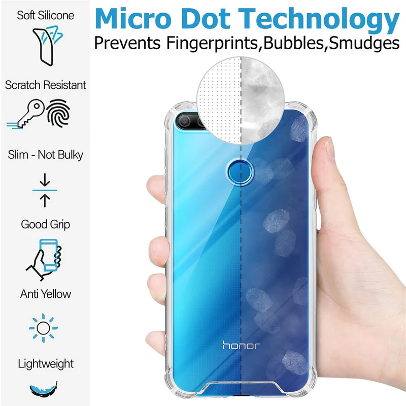 Cadorabo Hülle und 2x Tempered Schutzglas kompatibel mit Honor 9 LITE Hybrid Schutzhülle mit TPU Silikon-Rand und Acryl-Glas-Rücken