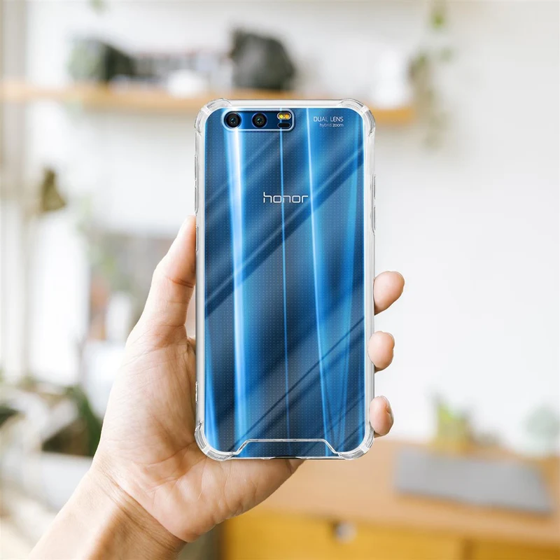 Cadorabo Hülle und 2x Tempered Schutzglas kompatibel mit Honor 9 Hybrid Schutzhülle mit TPU Silikon-Rand und Acryl-Glas-Rücken