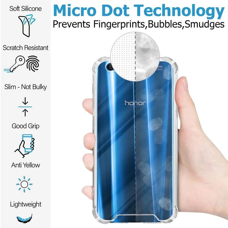 Cadorabo Hülle und 2x Tempered Schutzglas kompatibel mit Honor 9 Hybrid Schutzhülle mit TPU Silikon-Rand und Acryl-Glas-Rücken