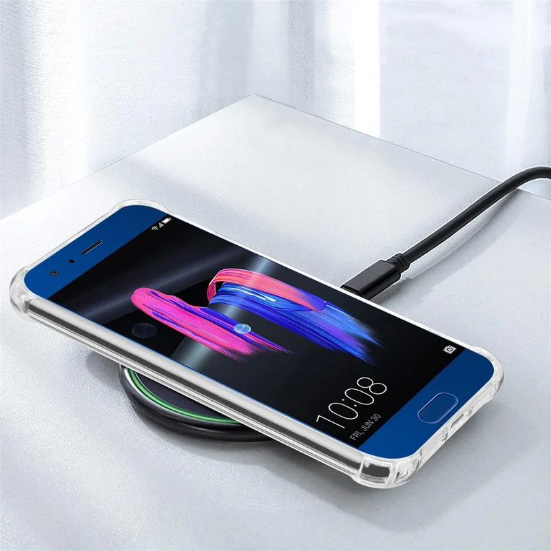 Cadorabo Hülle und 2x Tempered Schutzglas kompatibel mit Honor 9 Hybrid Schutzhülle mit TPU Silikon-Rand und Acryl-Glas-Rücken