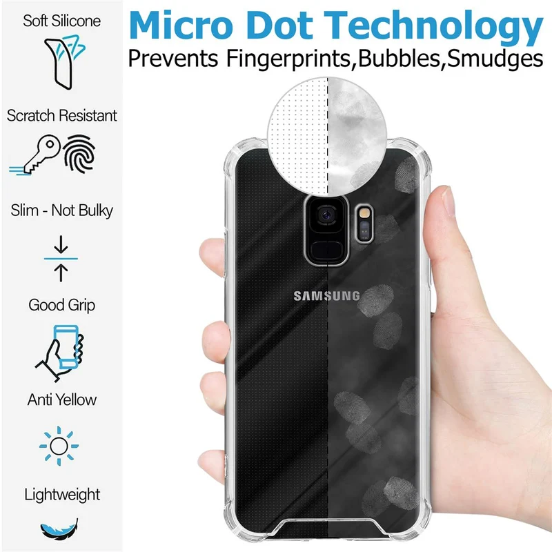 Cadorabo Hülle und 2x Tempered Schutzglas kompatibel mit Samsung Galaxy S9 Hybrid Schutzhülle mit TPU Silikon-Rand und Acryl-Glas-Rücken