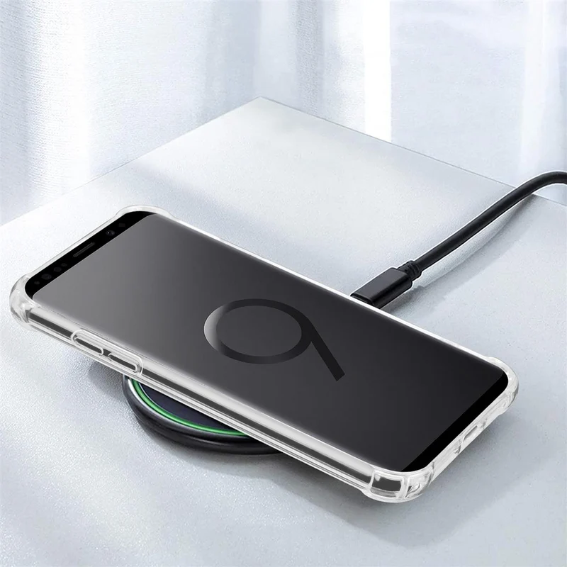 Cadorabo Hülle und 2x Tempered Schutzglas kompatibel mit Samsung Galaxy S9 Hybrid Schutzhülle mit TPU Silikon-Rand und Acryl-Glas-Rücken