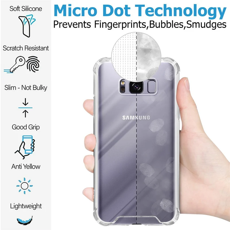 Cadorabo Hülle und 2x Tempered Schutzglas kompatibel mit Samsung Galaxy S8 PLUS Hybrid Schutzhülle mit TPU Silikon-Rand und Acryl-Glas-Rücken