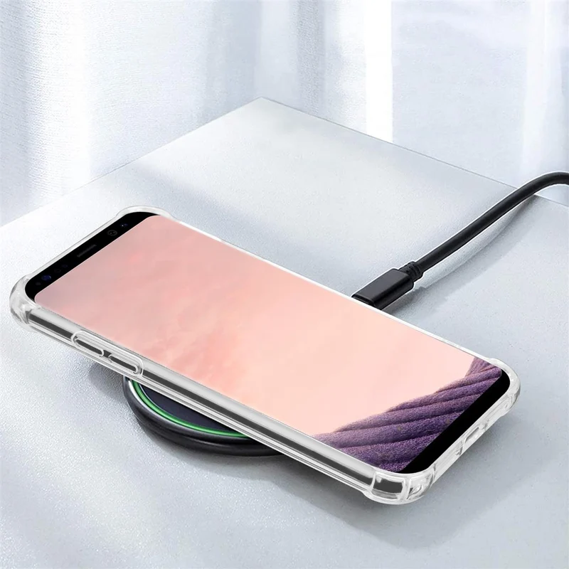 Cadorabo Hülle und 2x Tempered Schutzglas kompatibel mit Samsung Galaxy S8 PLUS Hybrid Schutzhülle mit TPU Silikon-Rand und Acryl-Glas-Rücken