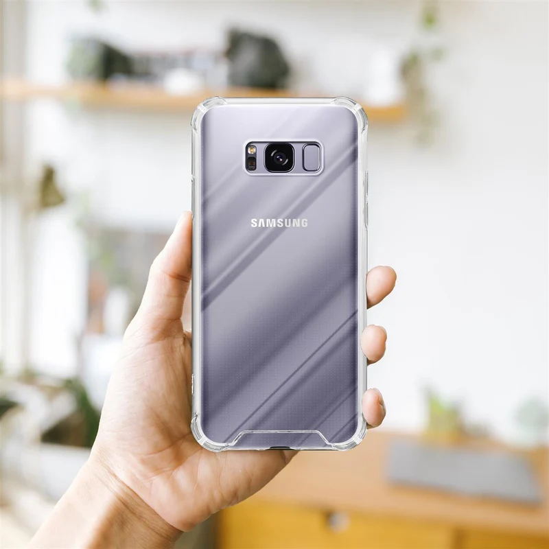 Cadorabo Hülle und 2x Tempered Schutzglas kompatibel mit Samsung Galaxy S8 PLUS Hybrid Schutzhülle mit TPU Silikon-Rand und Acryl-Glas-Rücken