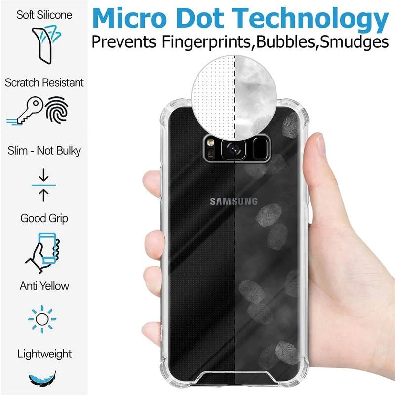 Cadorabo Hülle und 2x Tempered Schutzglas kompatibel mit Samsung Galaxy S8 Hybrid Schutzhülle mit TPU Silikon-Rand und Acryl-Glas-Rücken