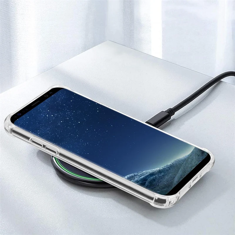 Cadorabo Hülle und 2x Tempered Schutzglas kompatibel mit Samsung Galaxy S8 Hybrid Schutzhülle mit TPU Silikon-Rand und Acryl-Glas-Rücken