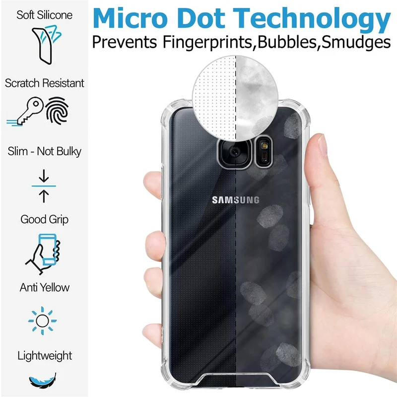 Cadorabo Hülle und 2x Tempered Schutzglas kompatibel mit Samsung Galaxy S7 Hybrid Schutzhülle mit TPU Silikon-Rand und Acryl-Glas-Rücken
