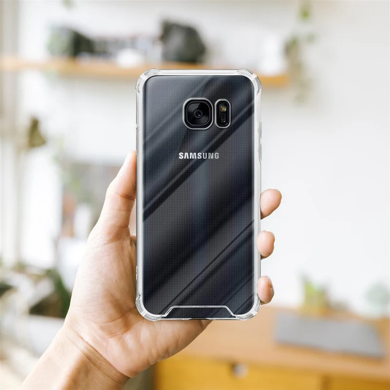 Cadorabo Hülle und 2x Tempered Schutzglas kompatibel mit Samsung Galaxy S7 Hybrid Schutzhülle mit TPU Silikon-Rand und Acryl-Glas-Rücken