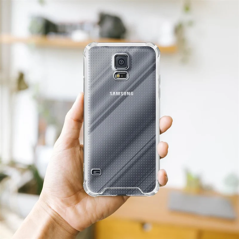Cadorabo Hülle und 2x Tempered Schutzglas kompatibel mit Samsung Galaxy S5 / S5 NEO Hybrid Schutzhülle mit TPU Silikon-Rand und Acryl-Glas-Rücken