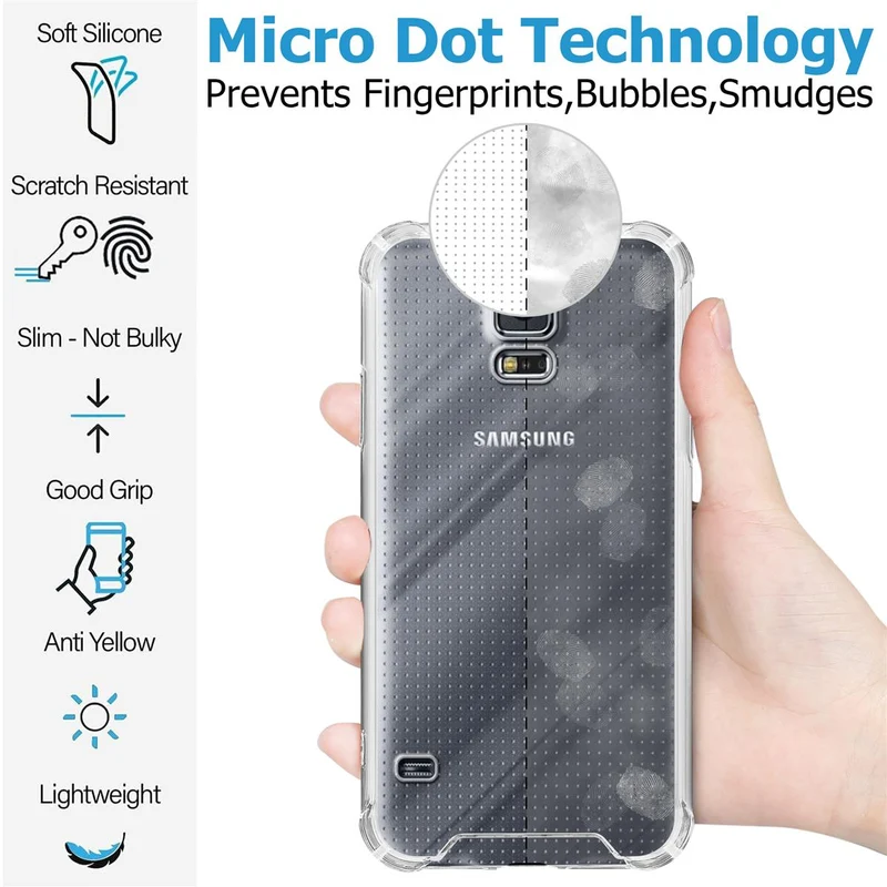 Cadorabo Hülle und 2x Tempered Schutzglas kompatibel mit Samsung Galaxy S5 / S5 NEO Hybrid Schutzhülle mit TPU Silikon-Rand und Acryl-Glas-Rücken