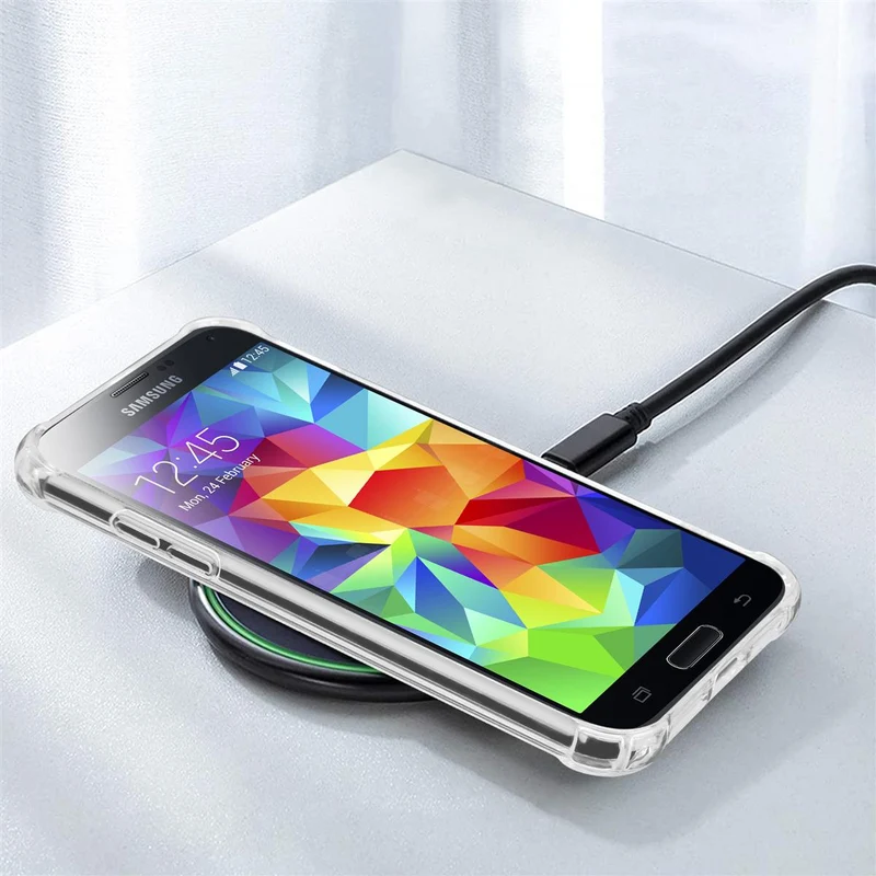 Cadorabo Hülle und 2x Tempered Schutzglas kompatibel mit Samsung Galaxy S5 / S5 NEO Hybrid Schutzhülle mit TPU Silikon-Rand und Acryl-Glas-Rücken