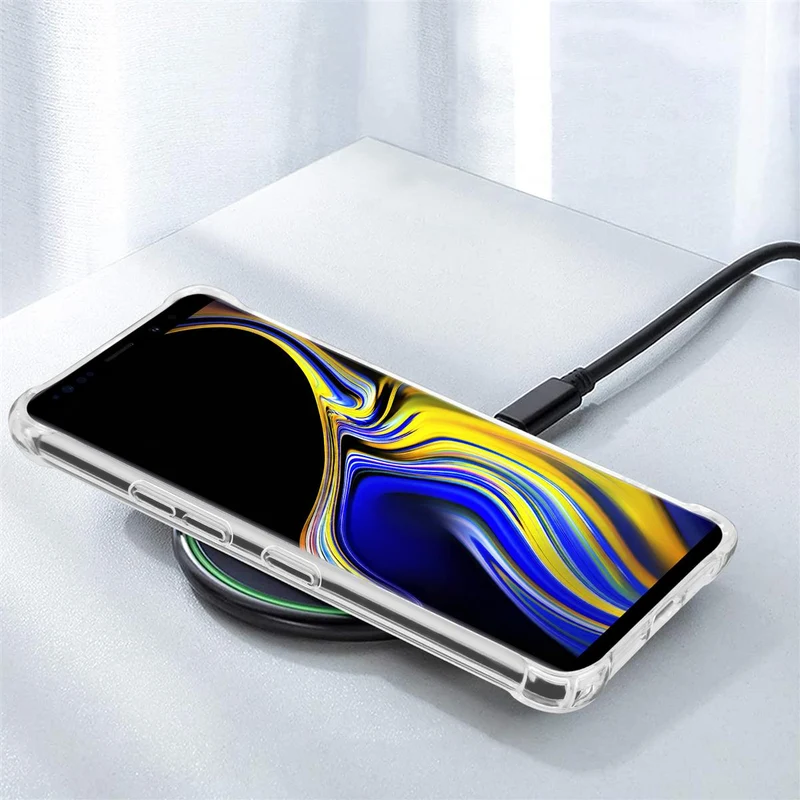 Cadorabo Hülle und 2x Tempered Schutzglas kompatibel mit Samsung Galaxy NOTE 9 Hybrid Schutzhülle mit TPU Silikon-Rand und Acryl-Glas-Rücken