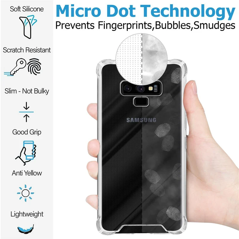 Cadorabo Hülle und 2x Tempered Schutzglas kompatibel mit Samsung Galaxy NOTE 9 Hybrid Schutzhülle mit TPU Silikon-Rand und Acryl-Glas-Rücken