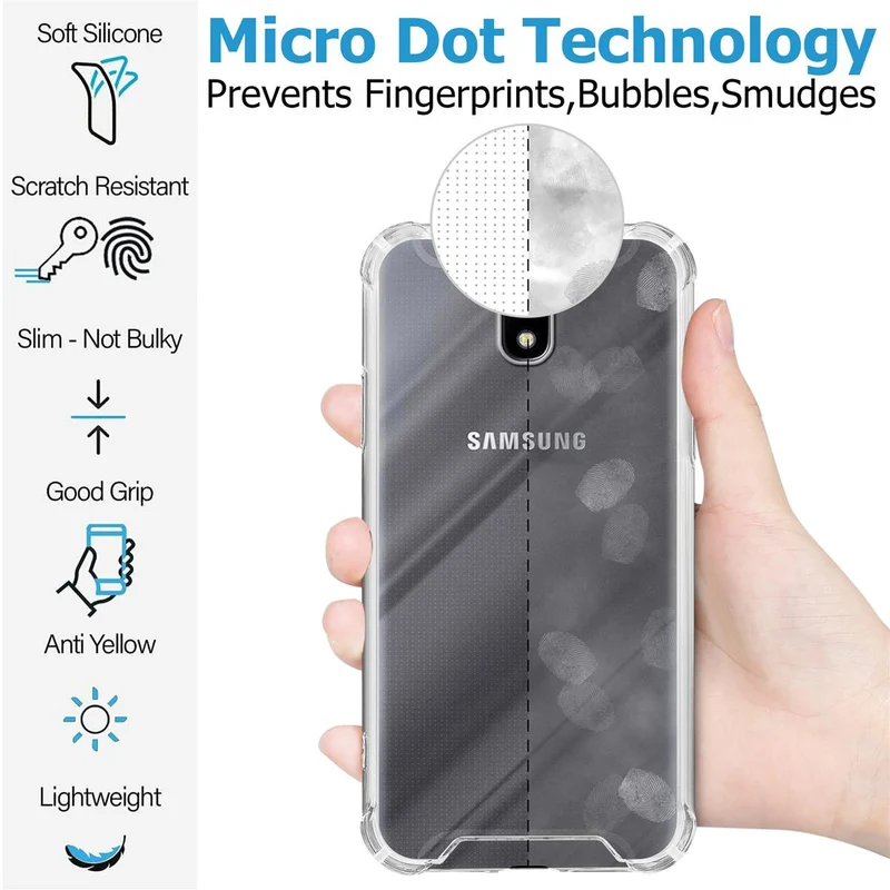 Cadorabo Hülle und 2x Tempered Schutzglas kompatibel mit Samsung Galaxy J7 2017 / J7 PRO Hybrid Schutzhülle mit TPU Silikon-Rand und Acryl-Glas-Rücken